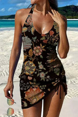 Fani – Tankini gráfico floral com calções, efeito barriga lisa