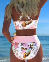 Lorena - Biquíni com estampado floral contrastante e fenda
