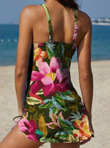 Fani – Tankini gráfico floral com calções, efeito barriga lisa