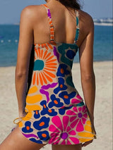 Fani – Tankini gráfico floral com calções, efeito barriga lisa