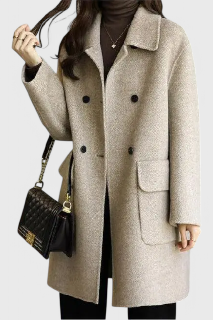 Camille | Klasičen volnen plašč z dvojno zapenjanjem