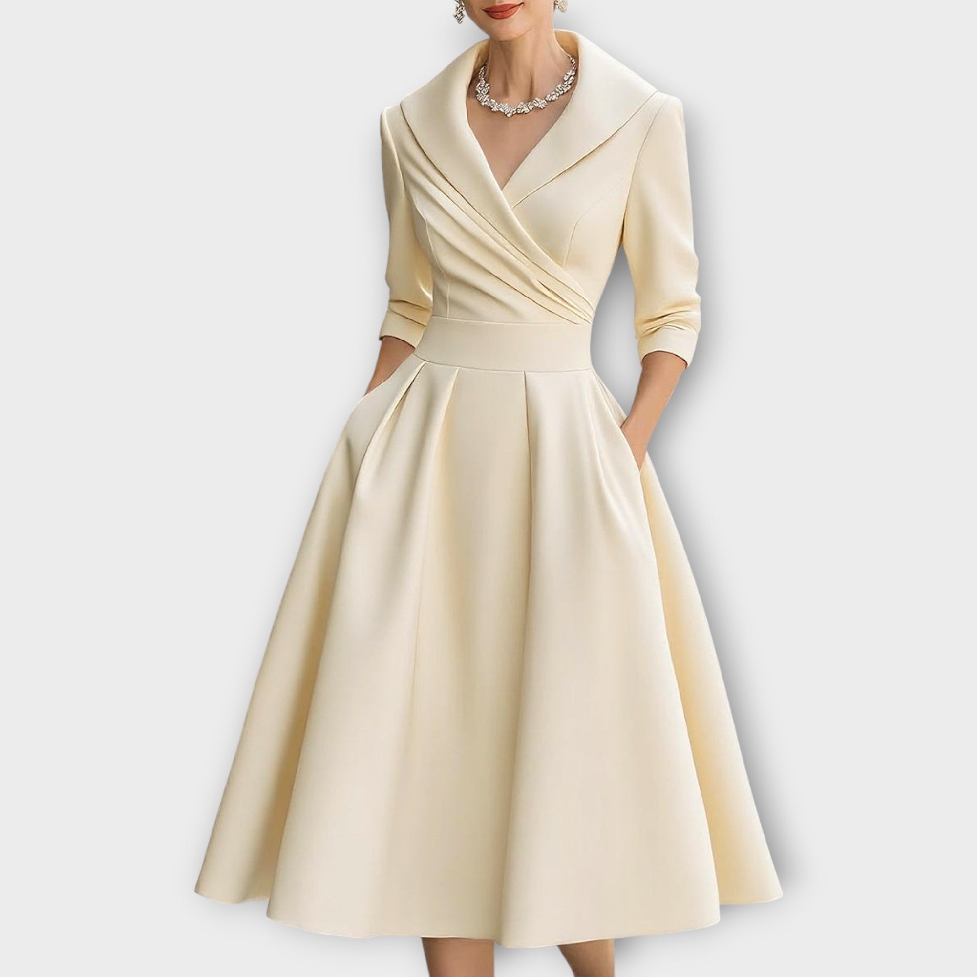 Satenasta midi obleka