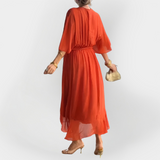 "Chiffon obleka z V-izrezom" could be rewritten as "V-izrez Chiffon Obleka".