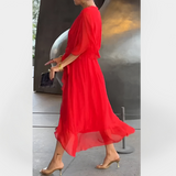 "Chiffon obleka z V-izrezom" could be rewritten as "V-izrez Chiffon Obleka".