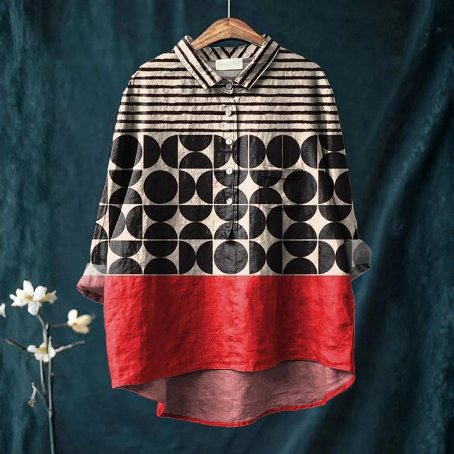 Fernanda - Camisa Casual com Padrão Geométrico Impresso
