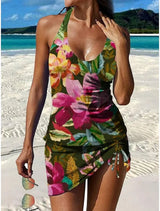 Fani – Tankini gráfico floral com calções, efeito barriga lisa