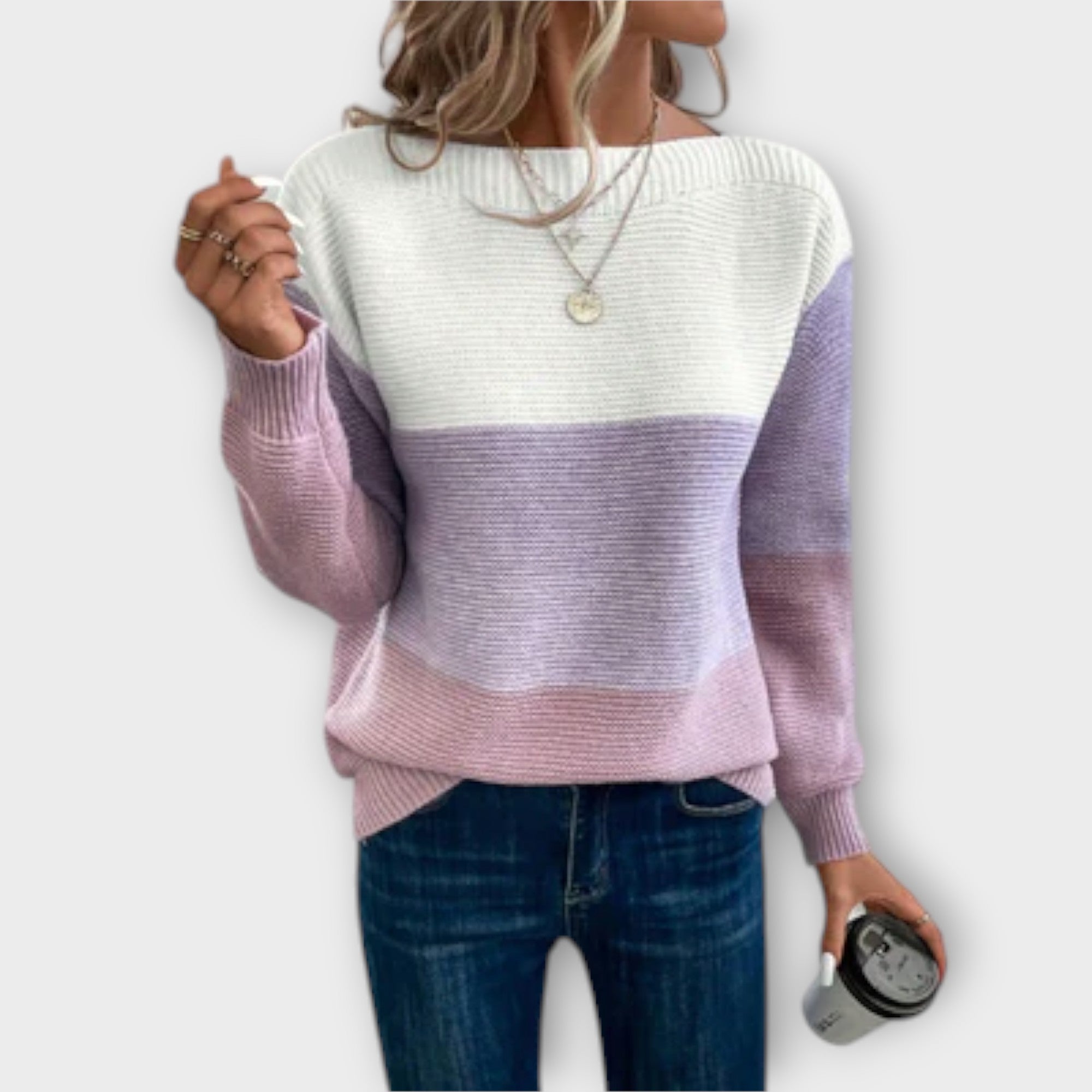 Vier™ - Elegantní trojbarevný patchwork svetr