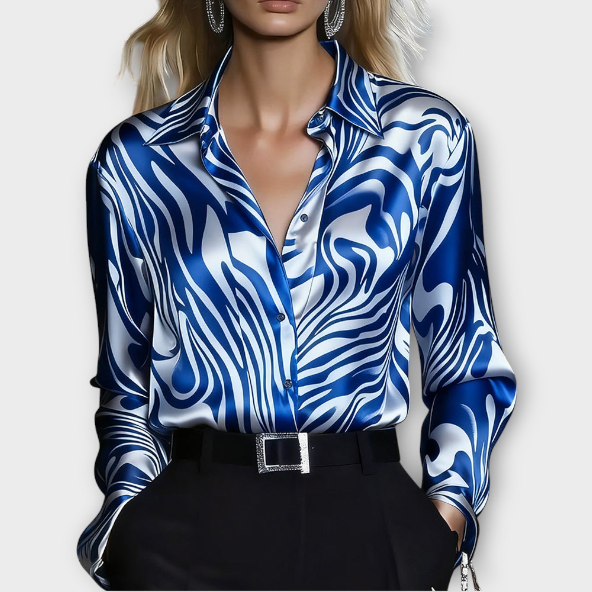 Satin Blouse with Zebra Print