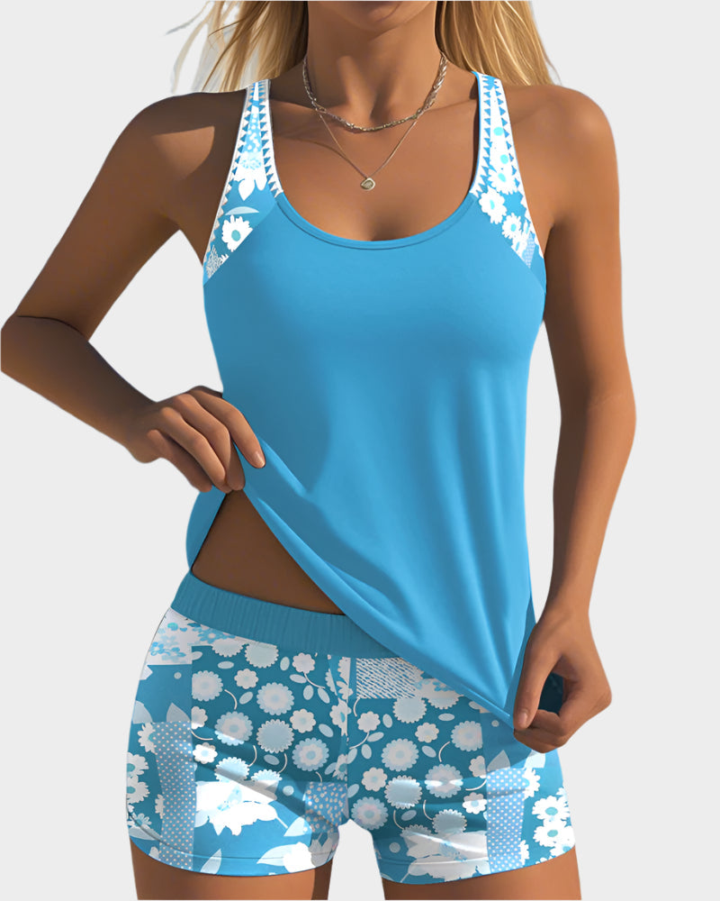 Udobne dvodelne kopalke s cvetličnim motivom