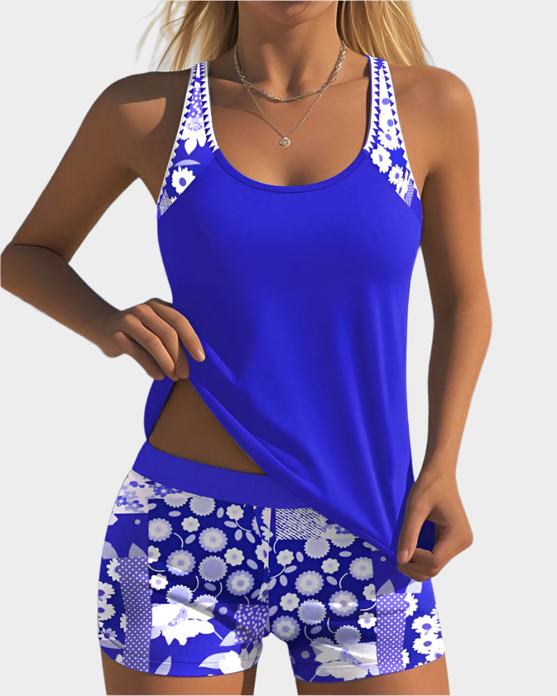 Udobne dvodelne kopalke s cvetličnim motivom