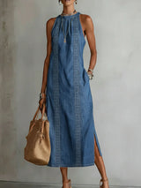 Júlia - Vestido de Denin com Renda Retro