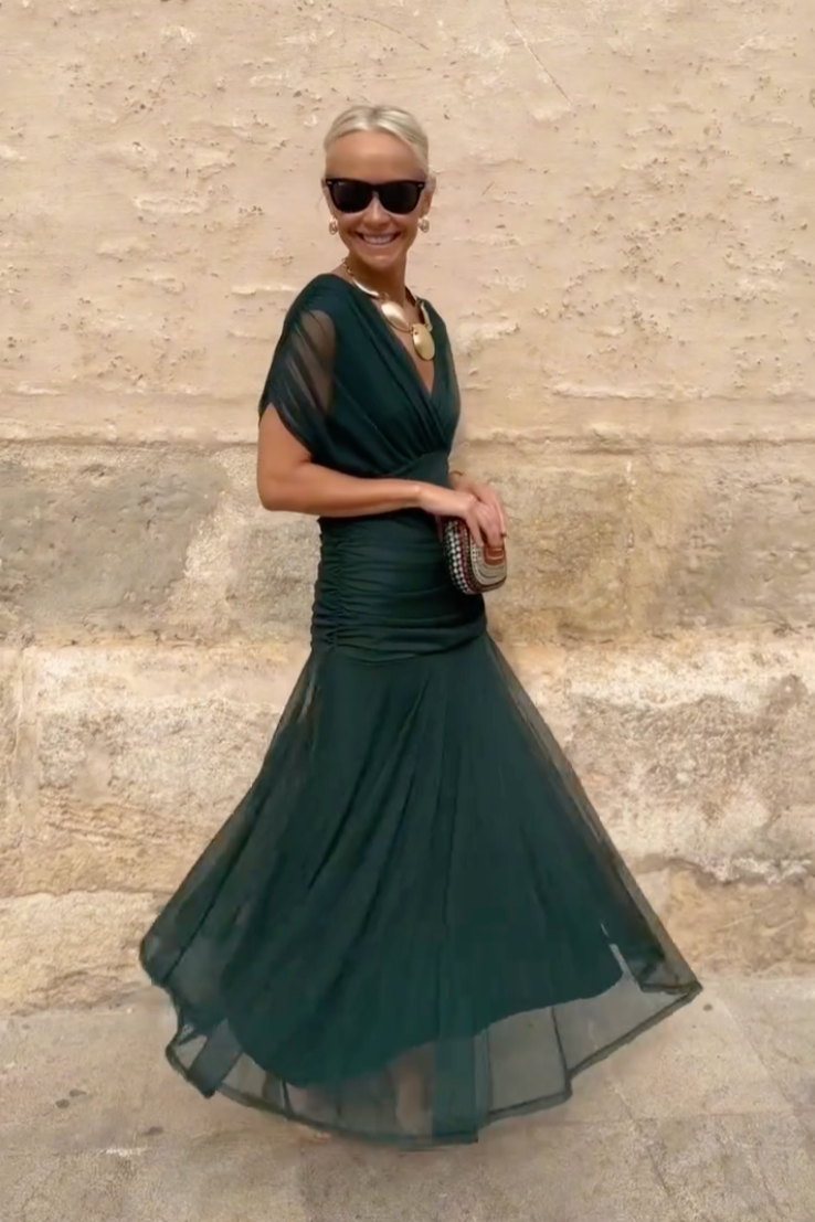 Luísa - Vestido Maxi de Festa Elegante com Decote em V