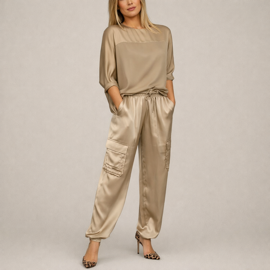 Clara - Conjunto Cargo de Cetim Laxo