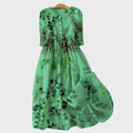 Vestido Verde com Flores Sombreadas
