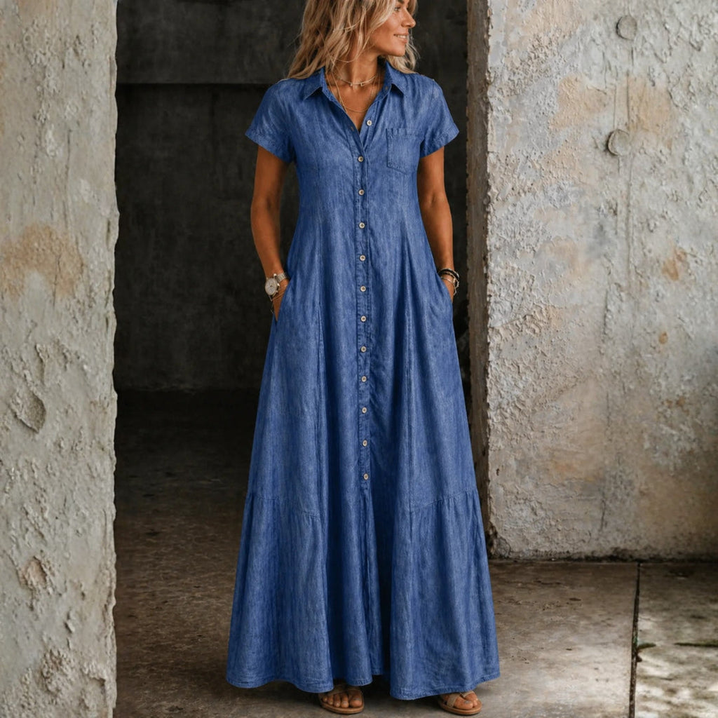 Eliza - Vestido de Denim Longo