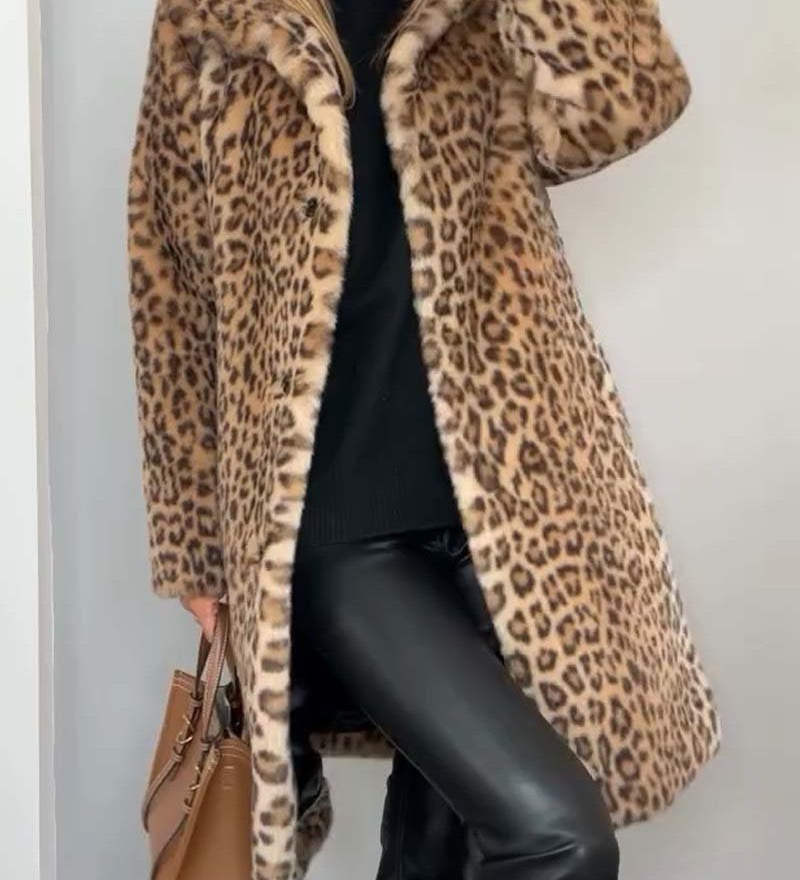 Leia - Dugački kaput s uzorkom leoparda