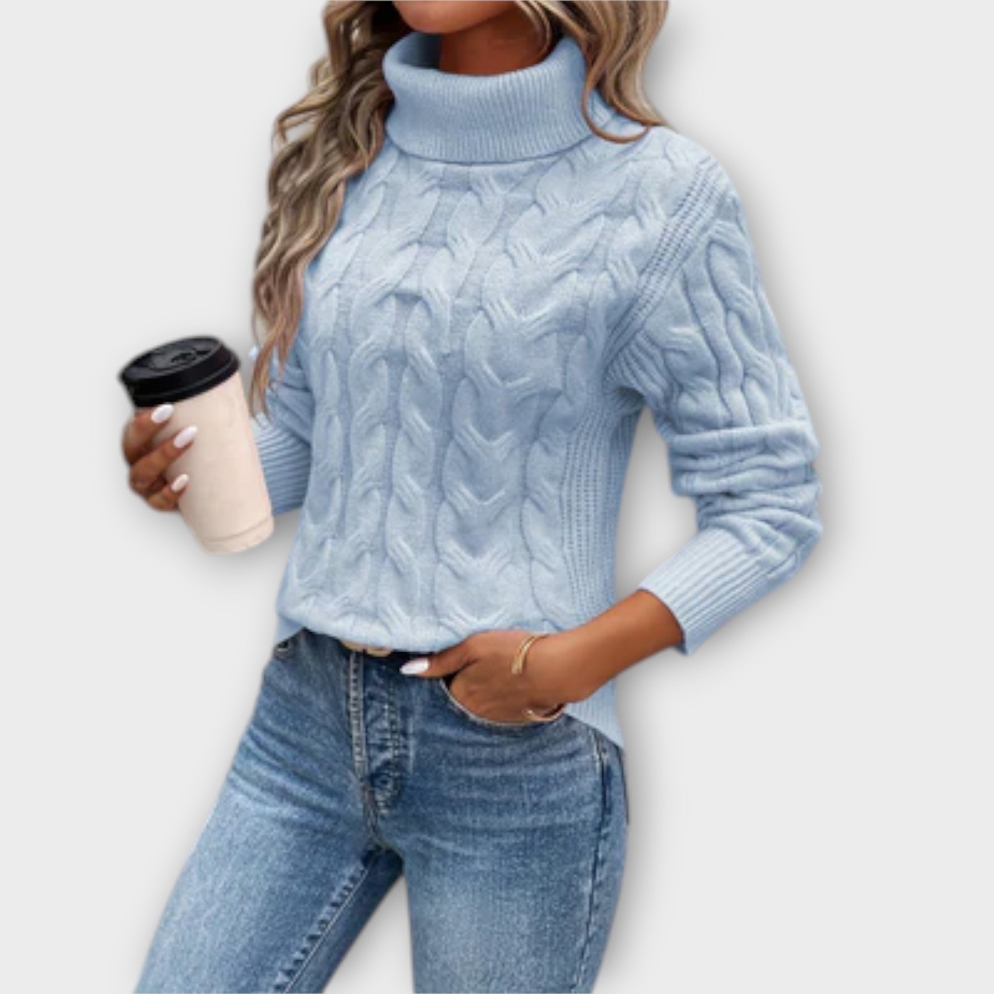 Brena™ - Eleganten pleten pulover z visokim ovratnikom
