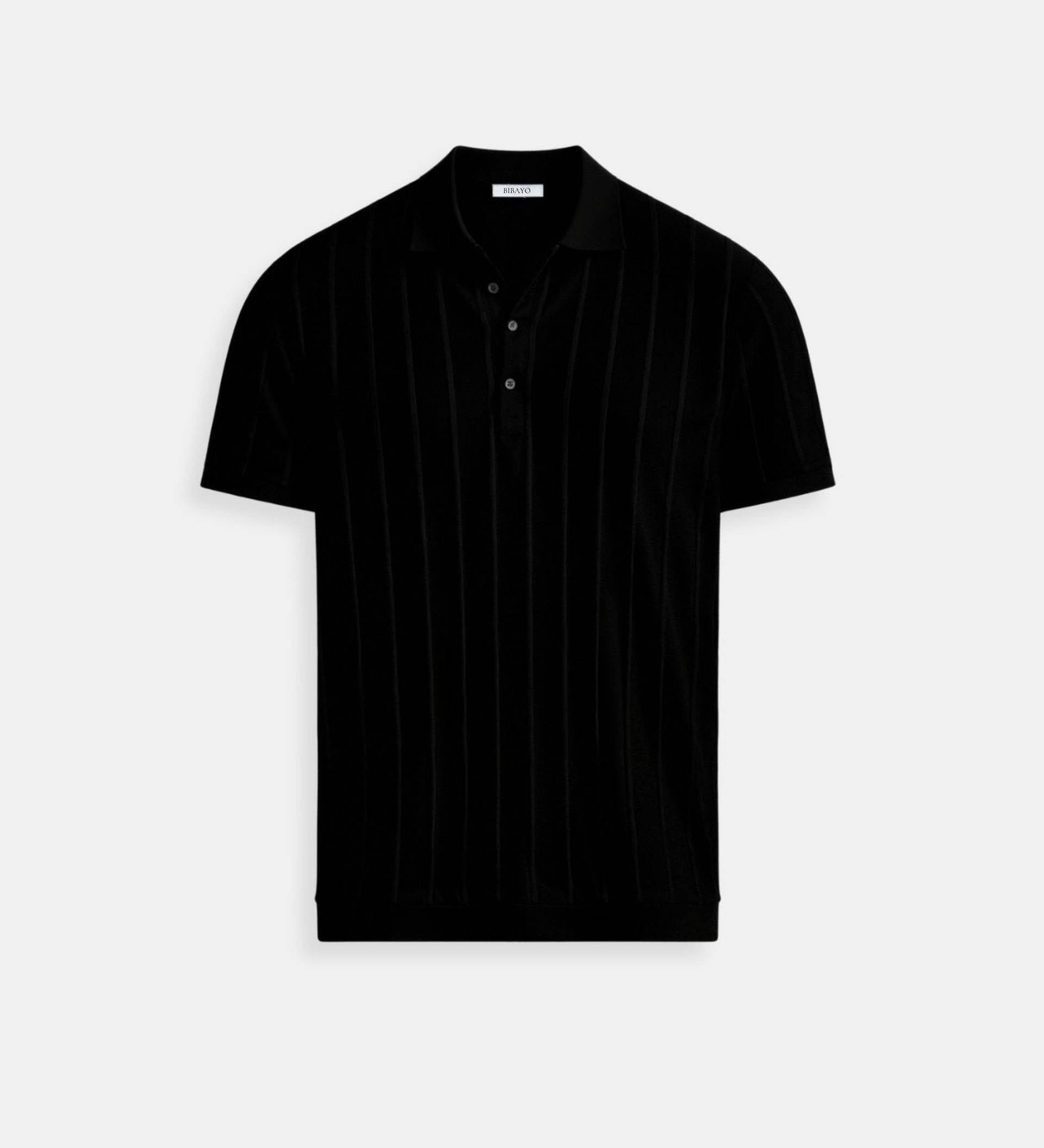 Vertikalno Črtasta Chic Polo Majica z Gumbi