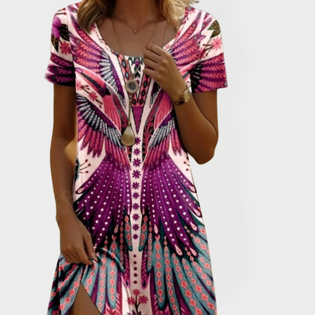 Retro obleka s kratkimi rokavi