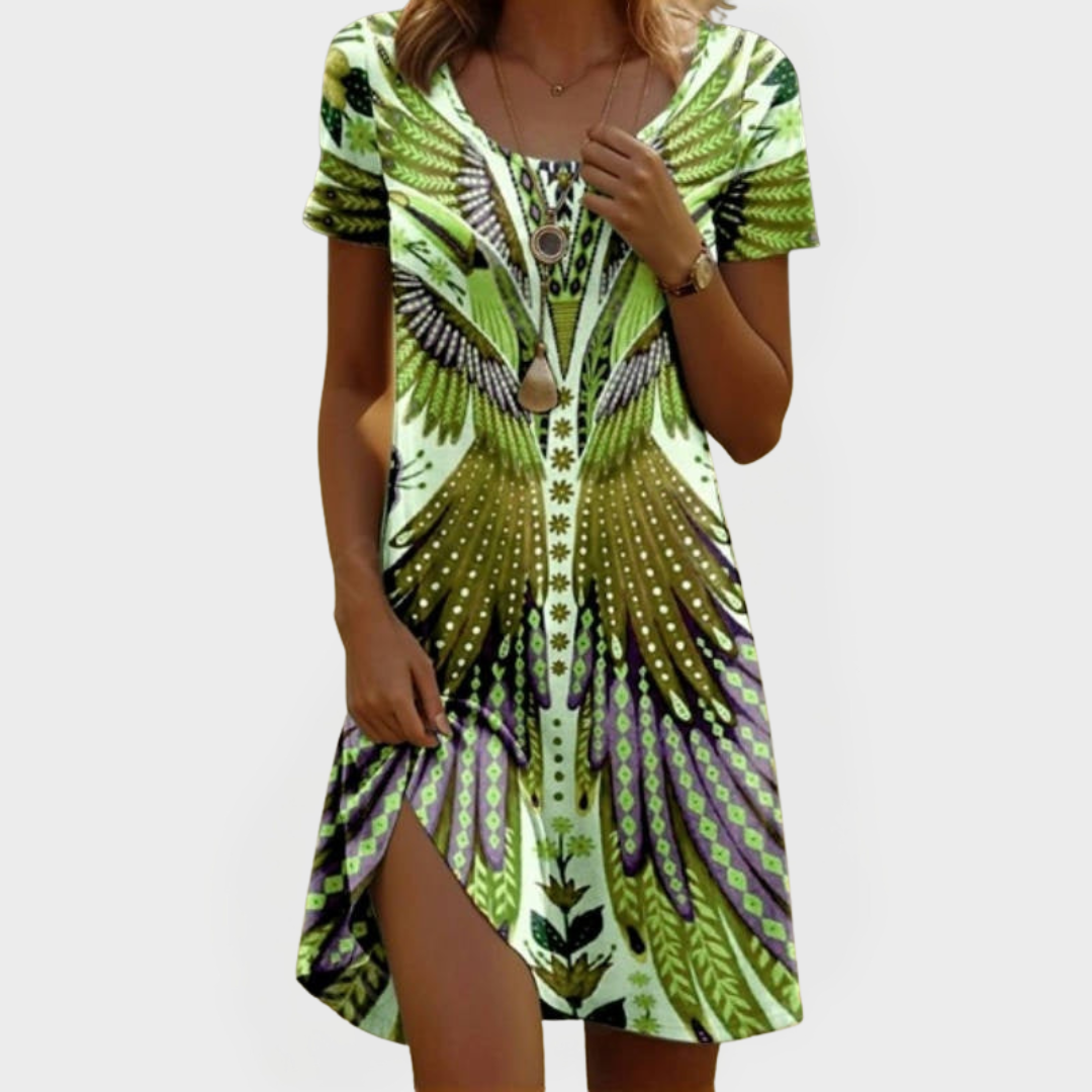 Retro obleka s kratkimi rokavi