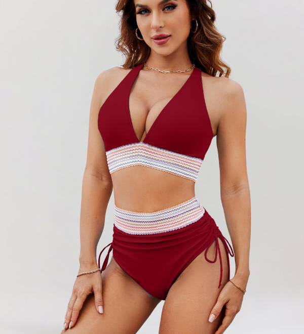 Bikini set z visokim pasom in podporo za trebuh