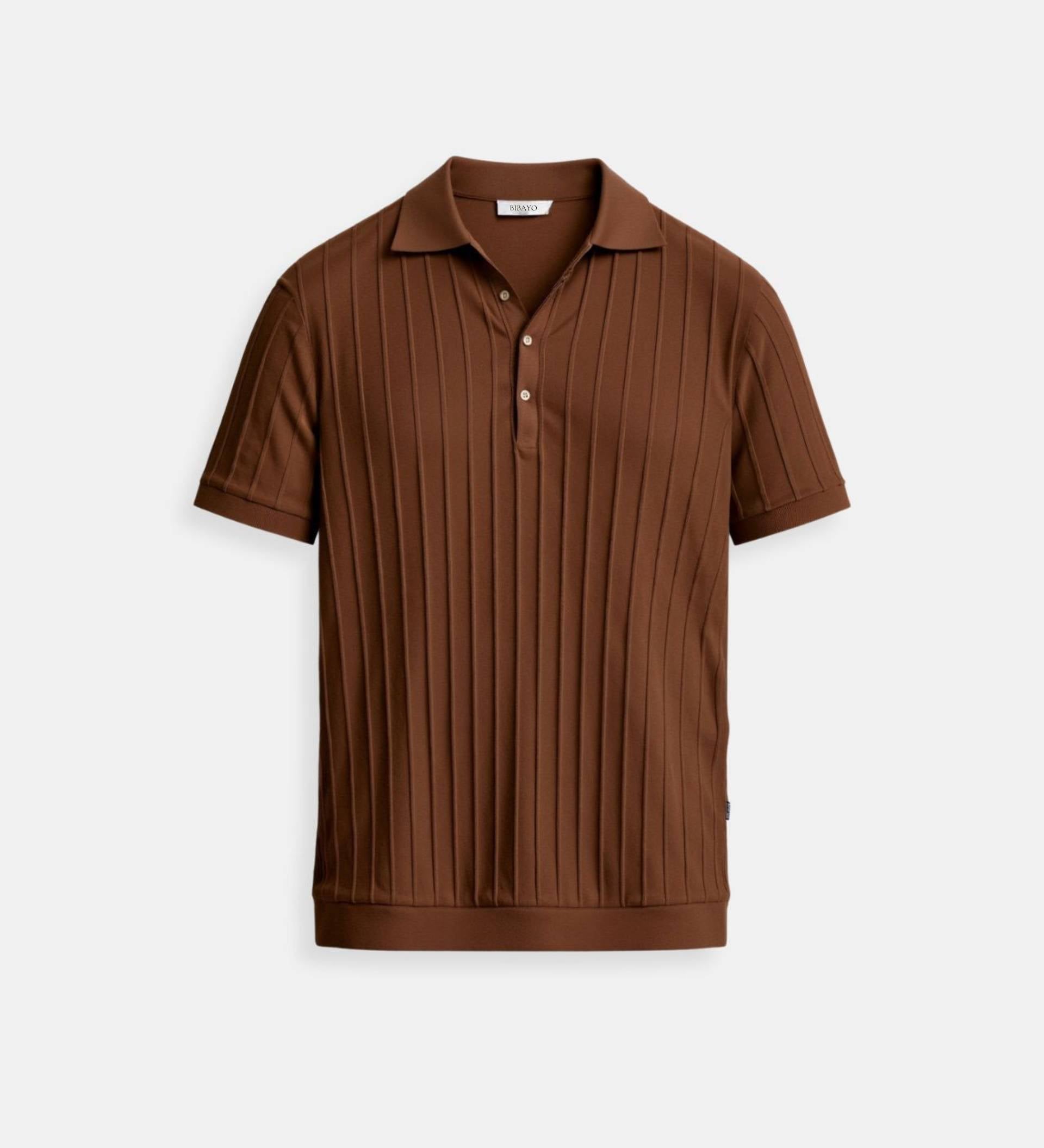 Vertikalno Črtasta Chic Polo Majica z Gumbi