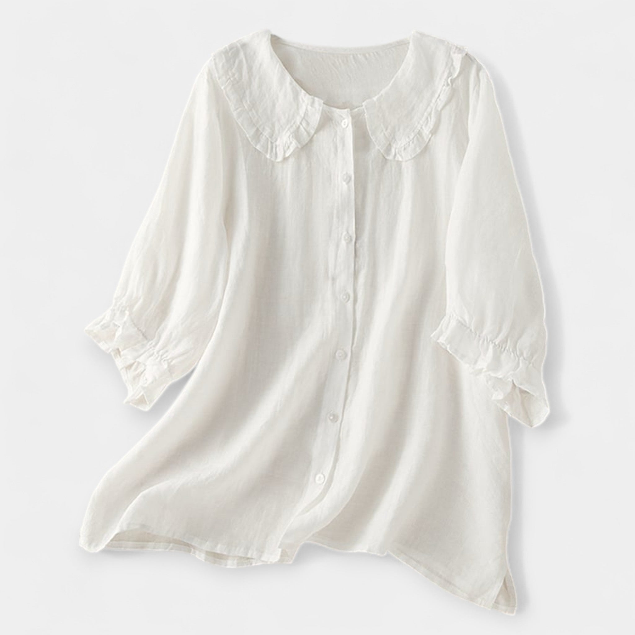 Črtasta srajca z dekorativnim ovratnikom