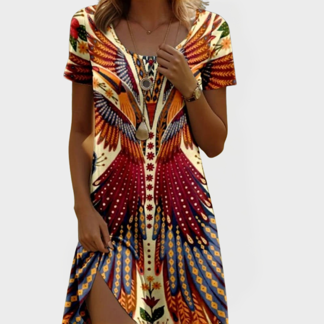 Retro obleka s kratkimi rokavi