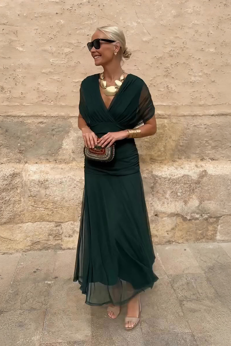 Luísa - Vestido Maxi de Festa Elegante com Decote em V