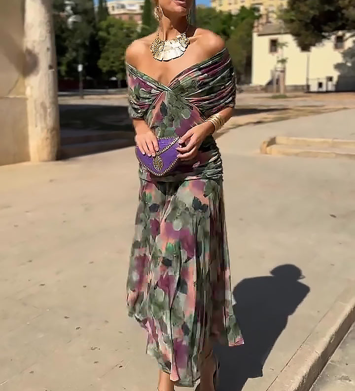 Luísa - Elegantna maksi haljina za zabave s V-izrezom