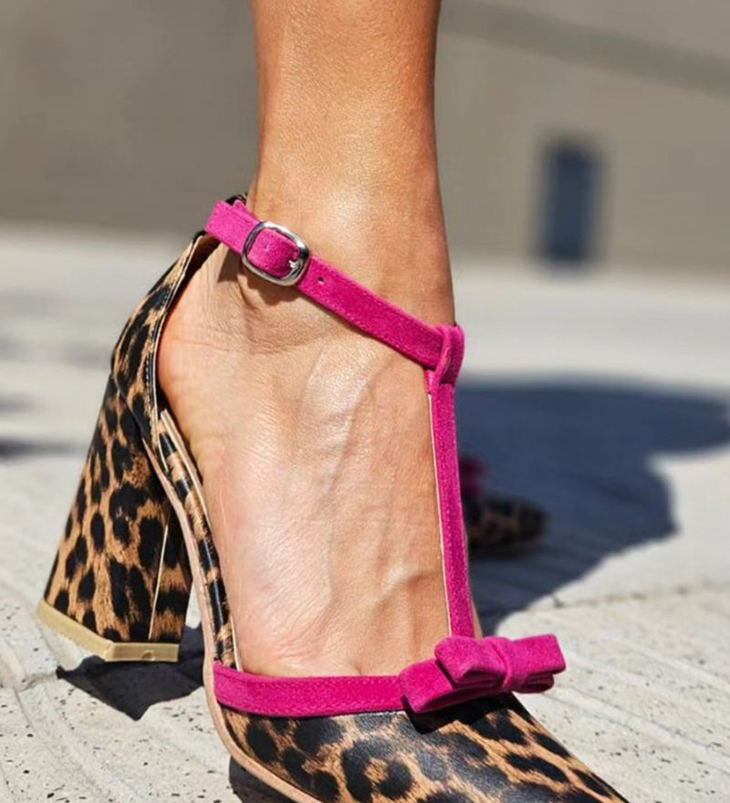 Leontina - Zelene sandale s leopard uzorkom i detaljima u boji