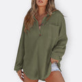 Inês - Blusa Túnica Leve Decote V com Botões