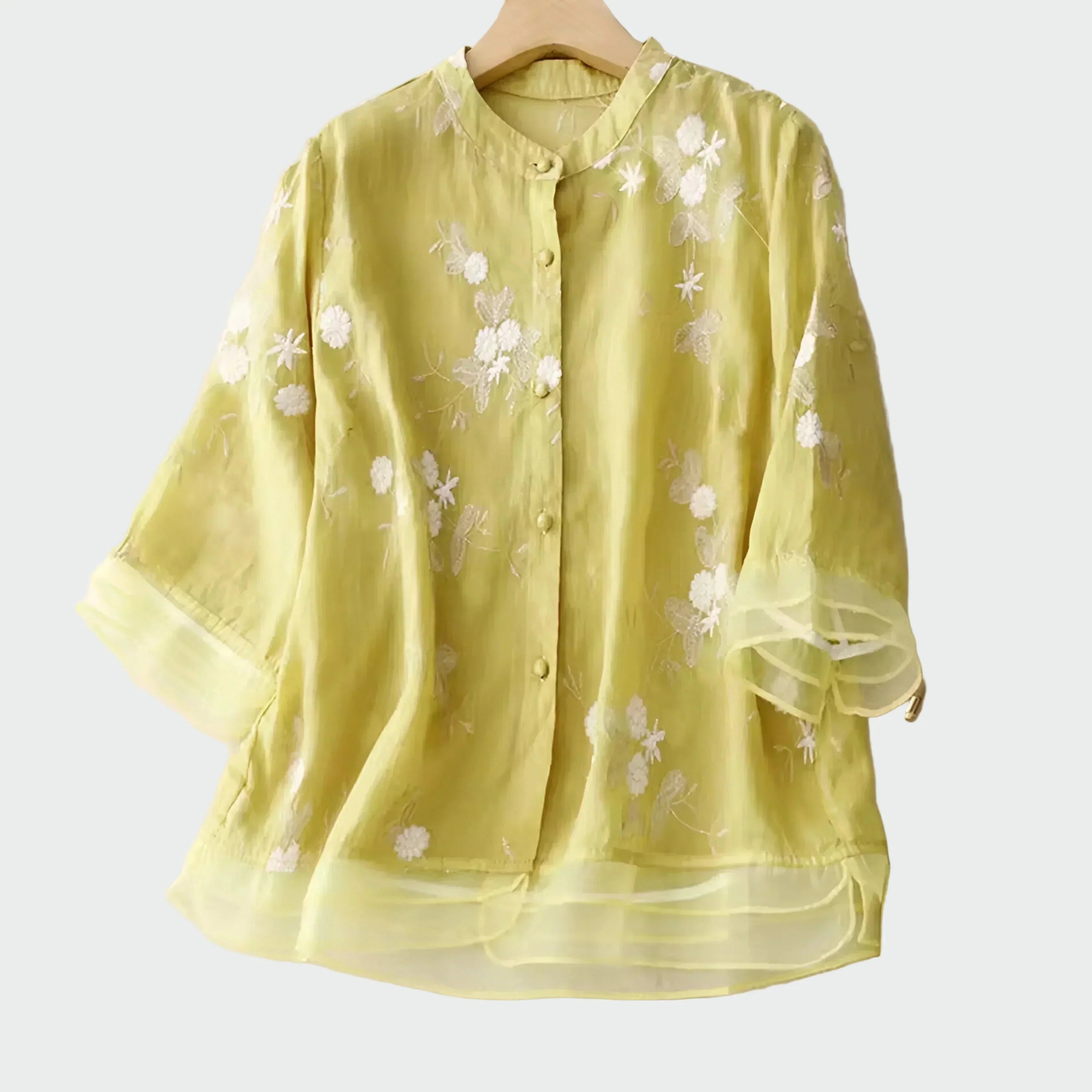 Majica iz bombaža z vezenimi cvetličnimi motivi