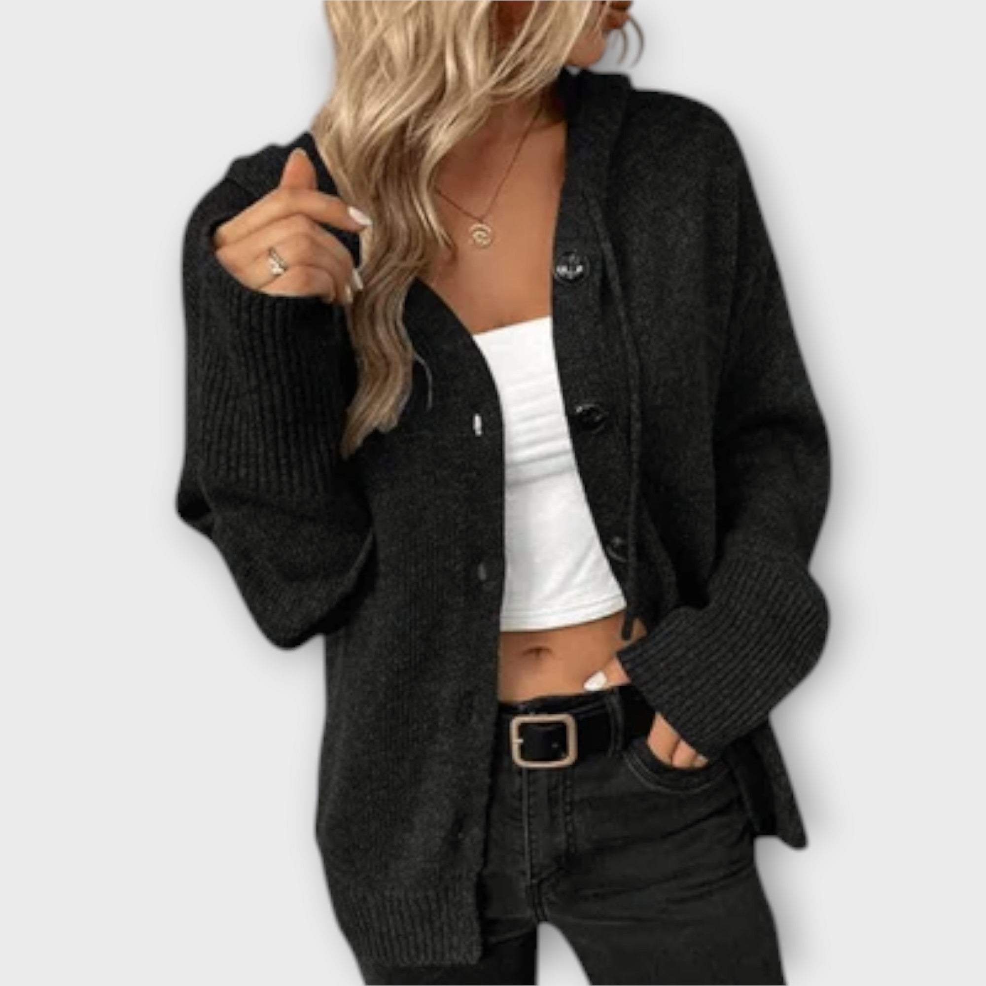 Berta™ - Elegantni gumbasti kardigan s strikom