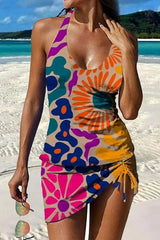 Filipa - Tankini gráfico floral com calções, efeito barriga plana