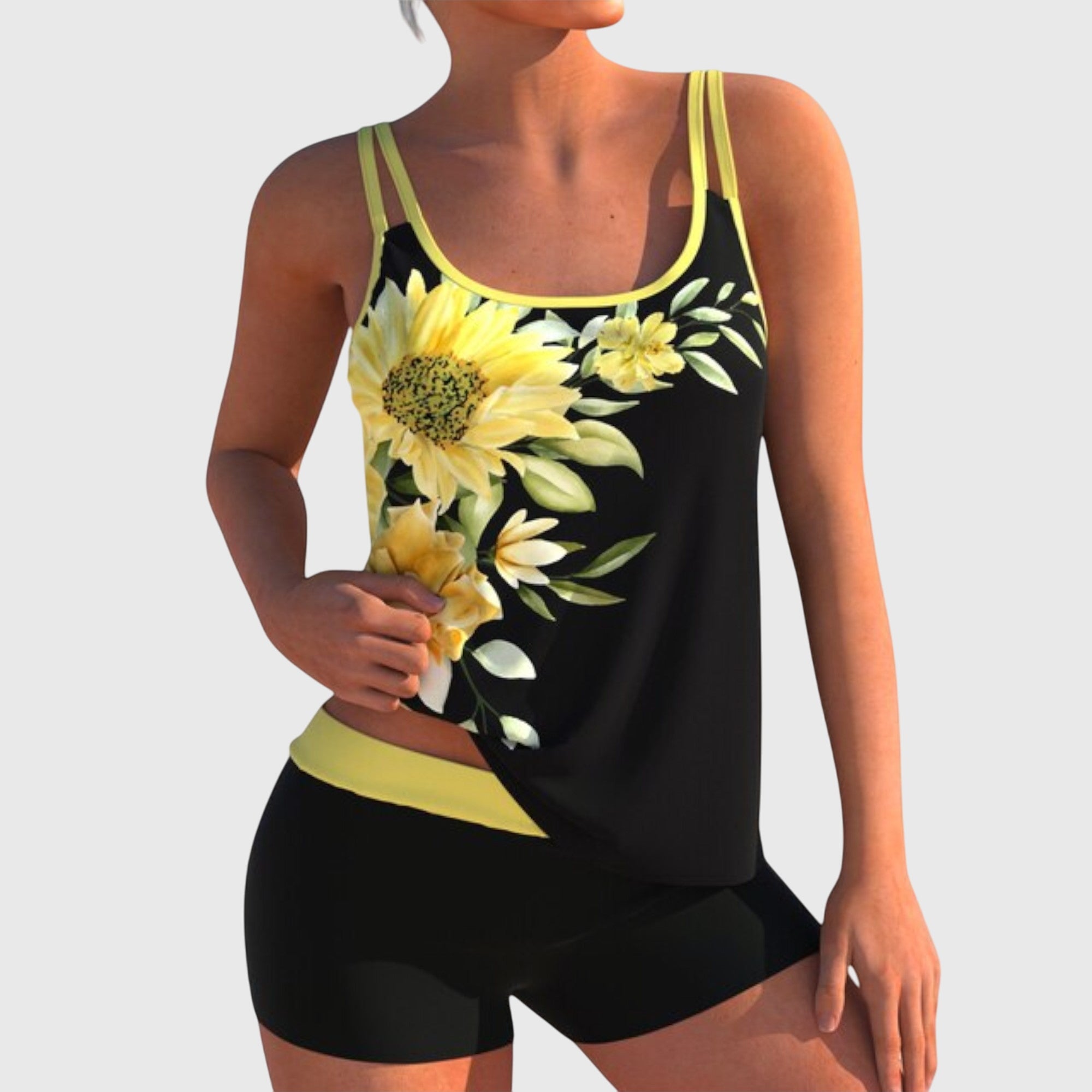 Flor – Cvjetni tankini s kratkim hlačama, učinak ravnog trbuha
