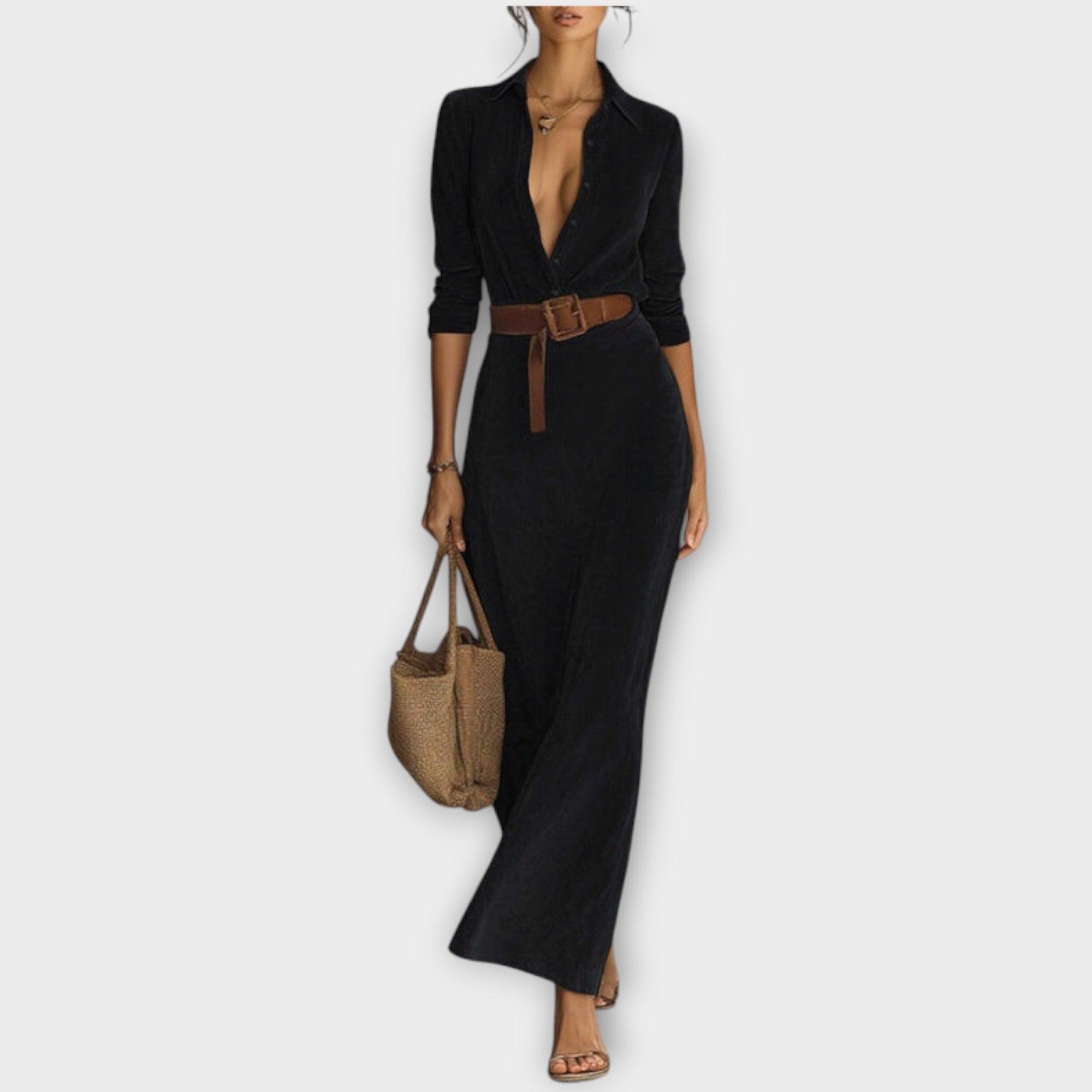 Elegante Suède Maxi Jurk voor Pasen