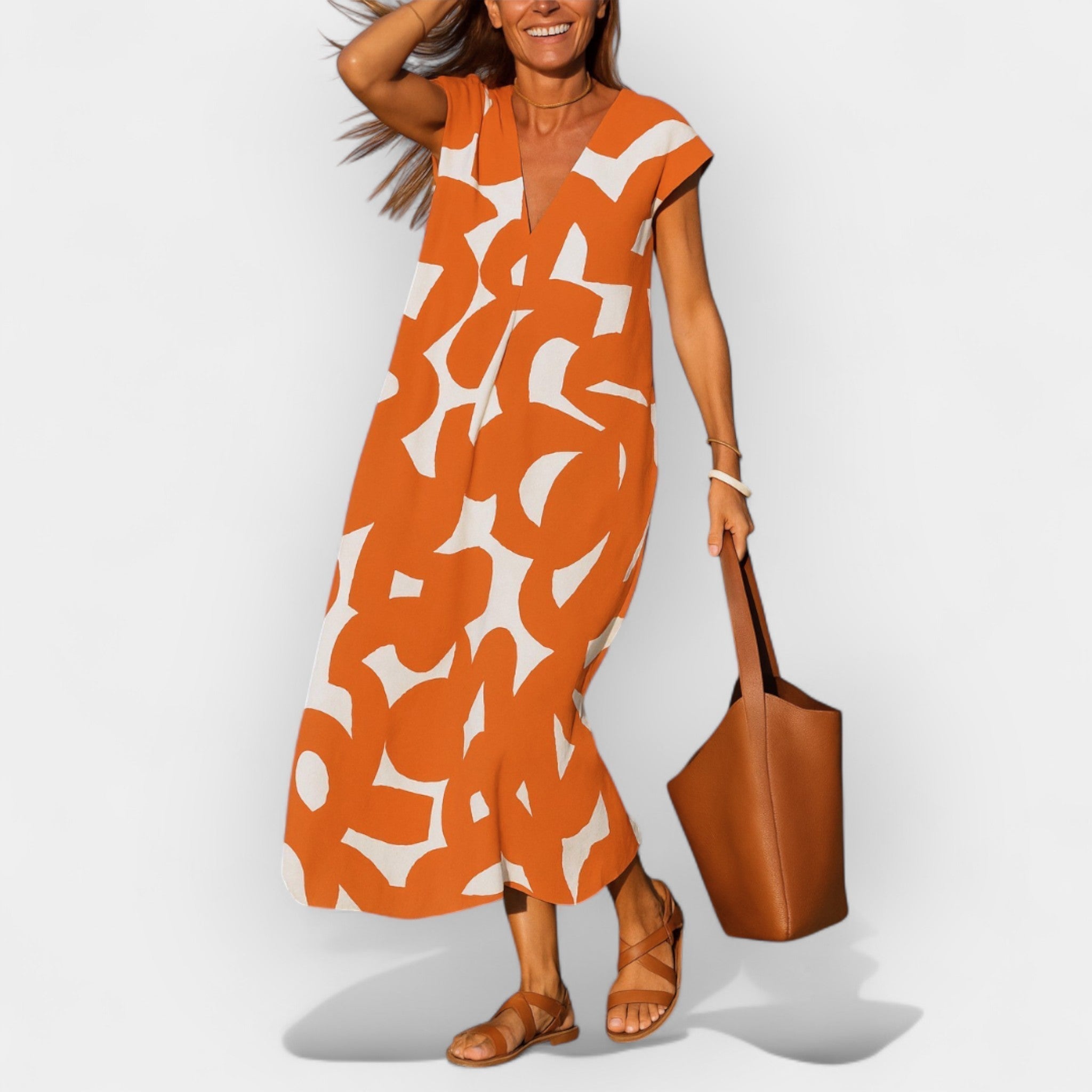 Zračna obleka z V-izrezom in sodobnim stilom