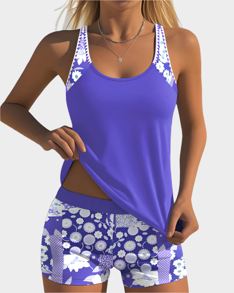 Udobne dvodelne kopalke s cvetličnim motivom