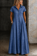 Eliza - Vestido de Denim Longo