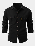 Camisa de Mistura de Denim - Botões