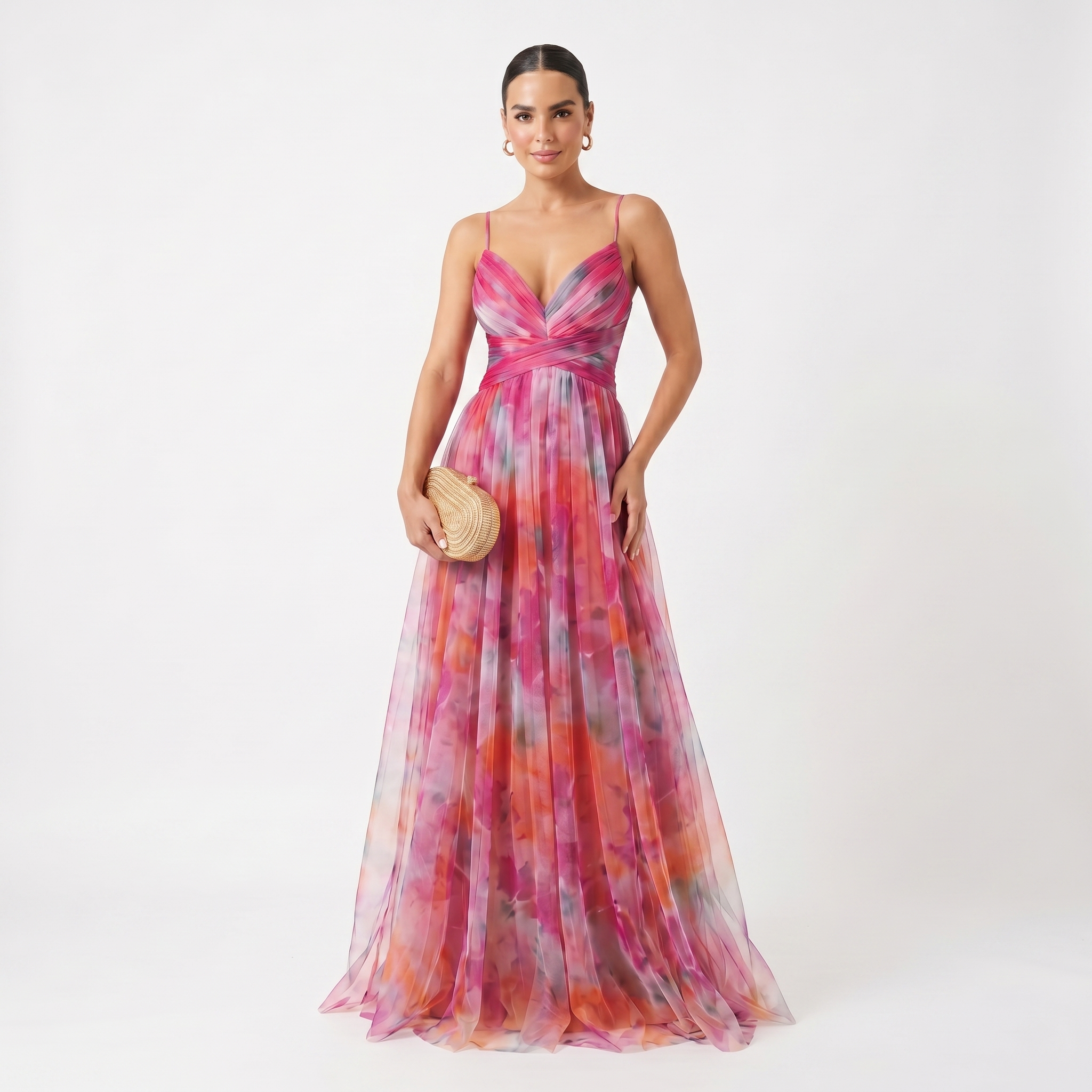 Helena - Tulle gown with a watercolor pattern