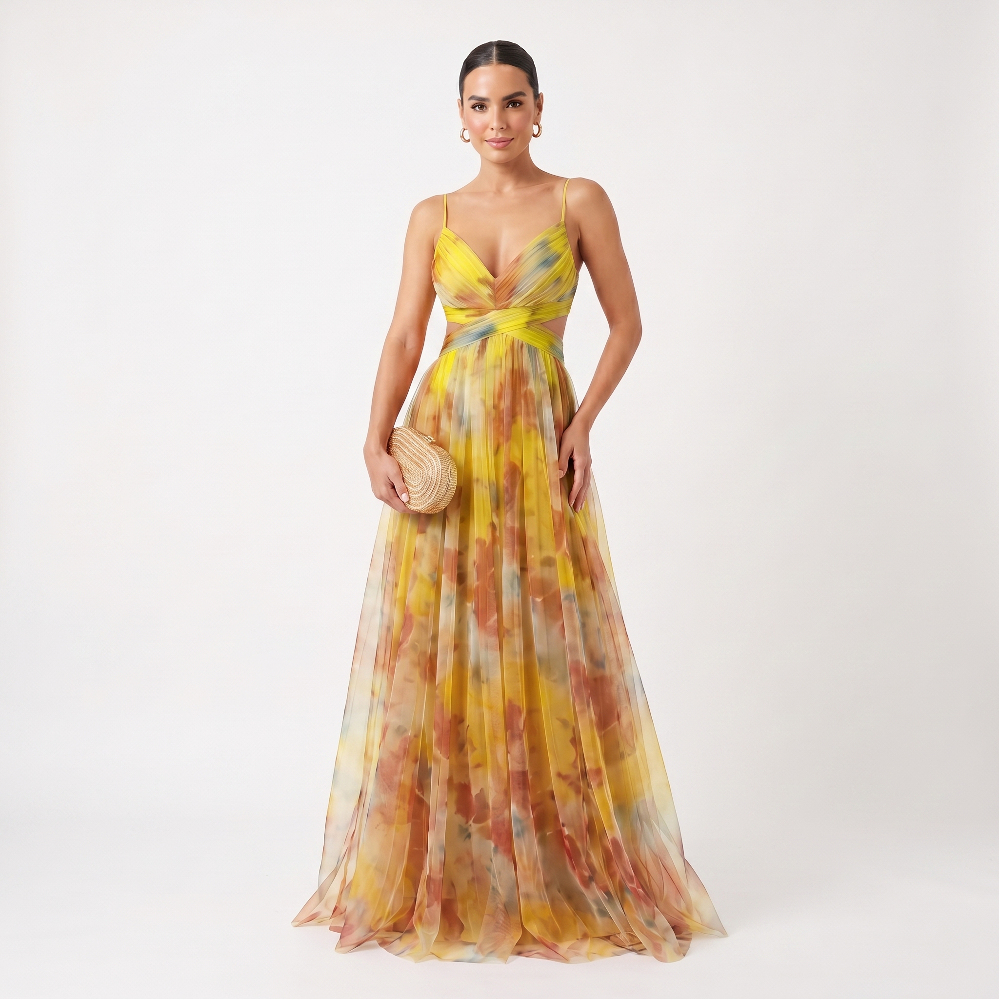 Helena - Tulle gown with a watercolor pattern