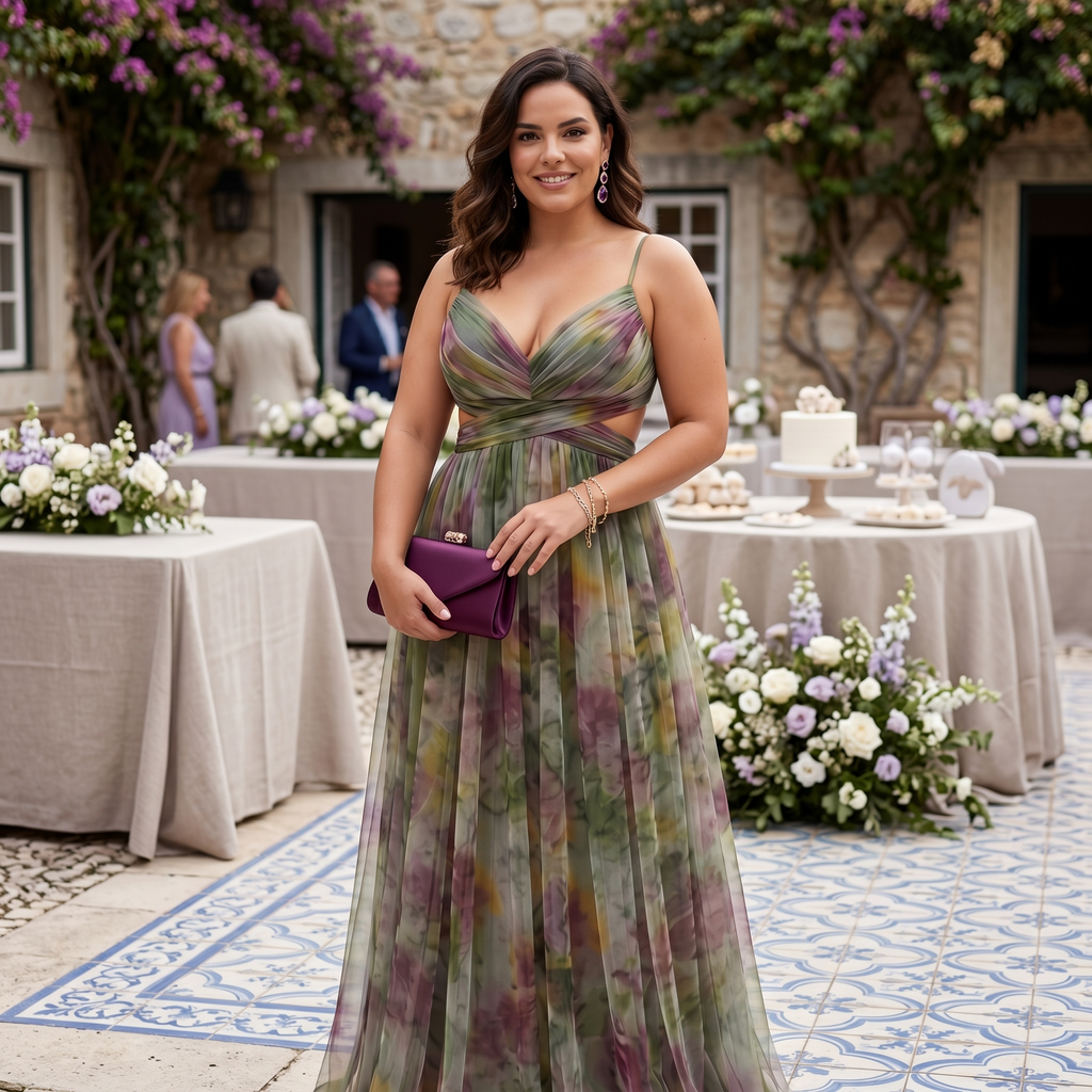 Helena – Gala haljina od tila s akvarelnim uzorkom