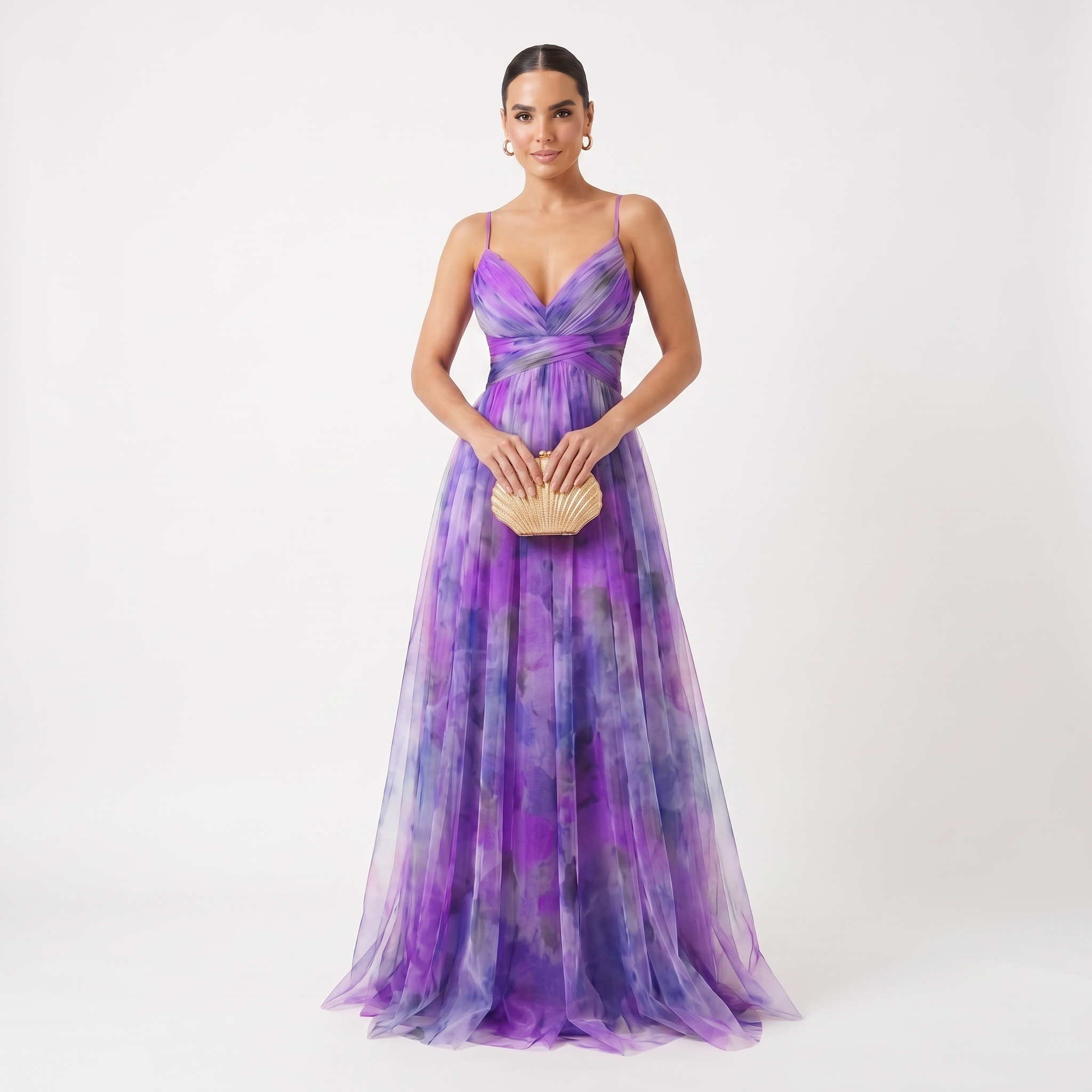 Helena - Tulle gown with a watercolor pattern