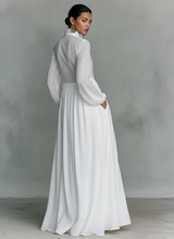 Liana - Vestido maxi minimalista de algodão e linho