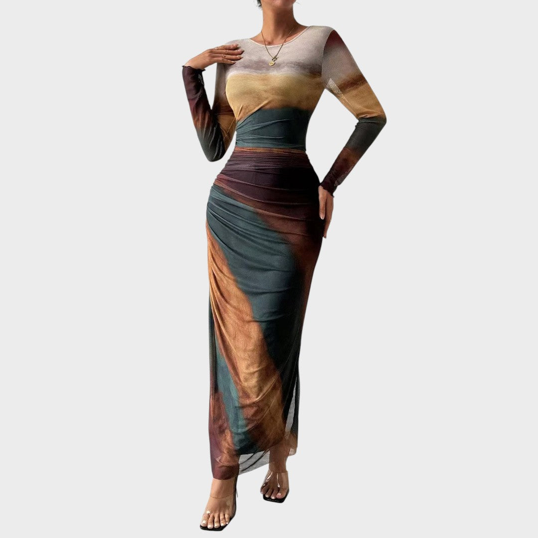 Antonija - Elegantna dolga obleka z dolgimi rokavi