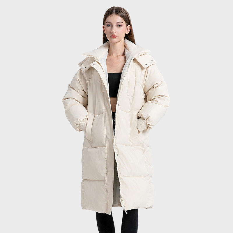 Lana - Klasičen dolg puffer plašč s kapuco