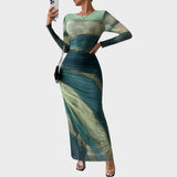 Antonija - Elegantna dolga obleka z dolgimi rokavi