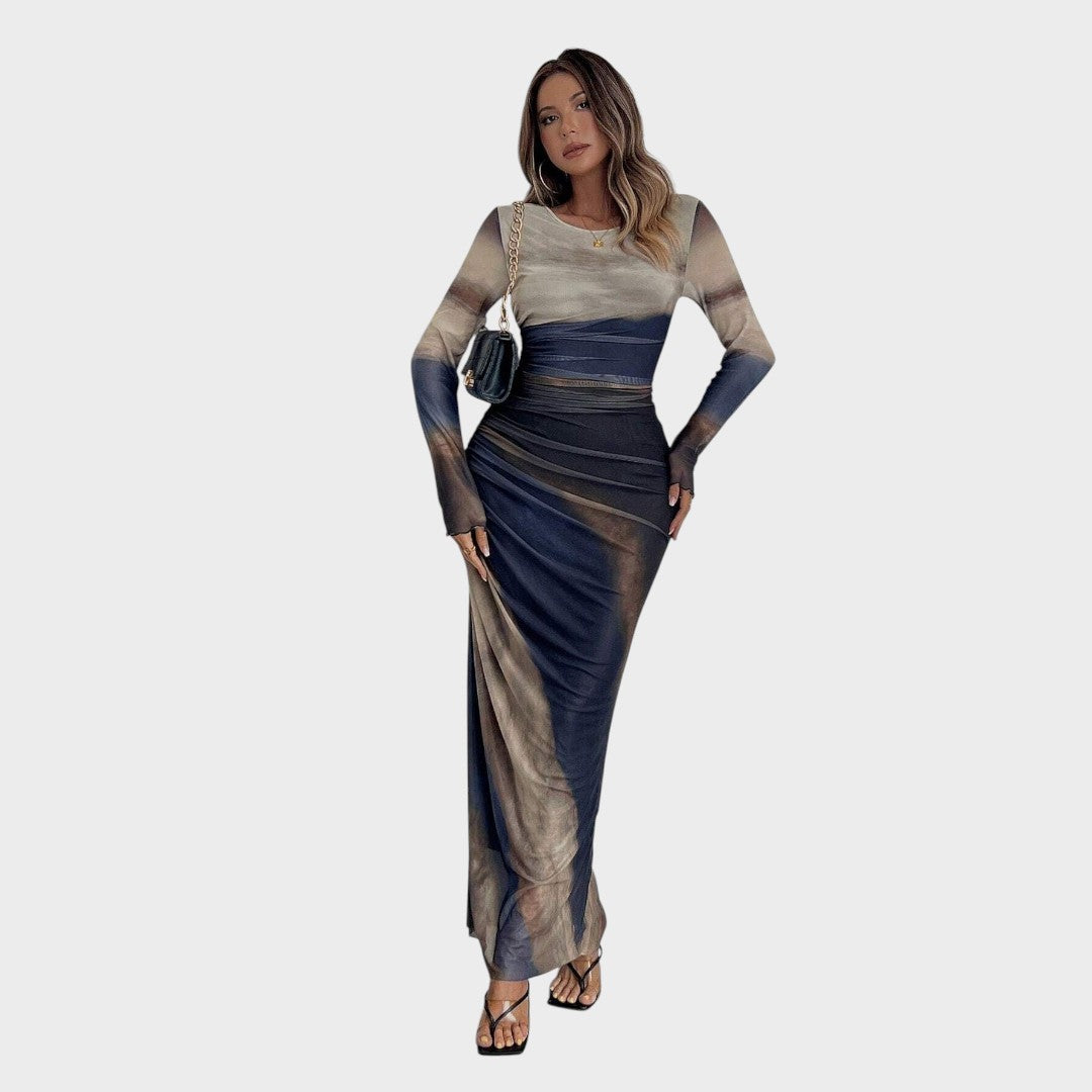 Antonija - Elegantna dolga obleka z dolgimi rokavi